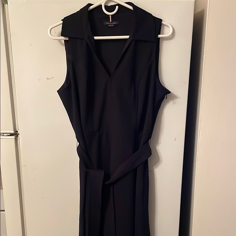 Tommy Hilfiger Navy Size 12 Midi Dress V-neck Belt